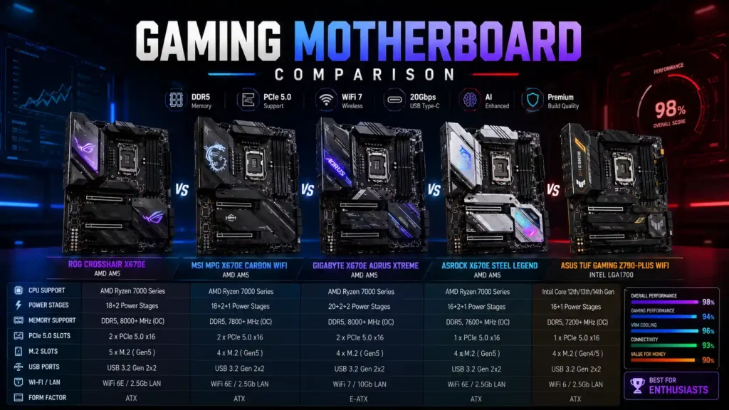 Motherboard Comparison Table